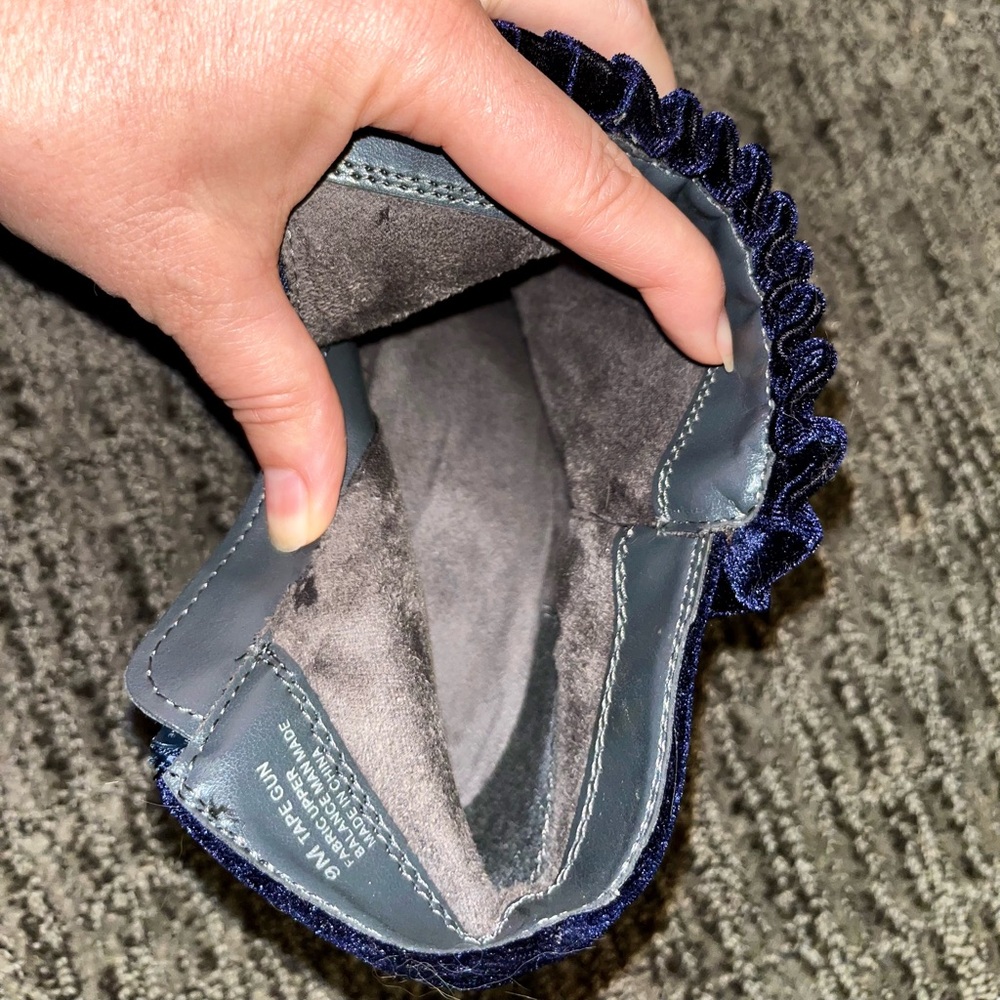Unique Blue Velvet Ankle Booties - Picture 4 of 6